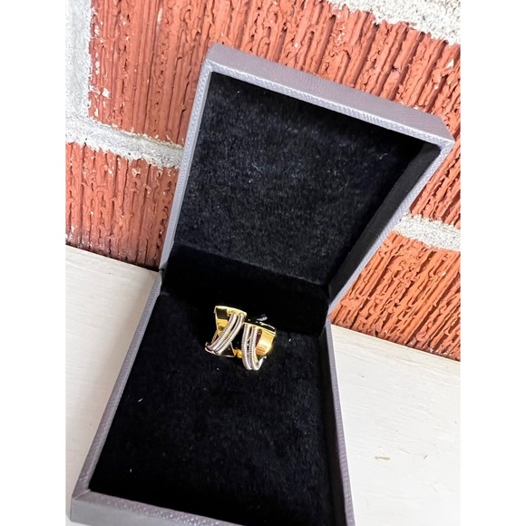 Earrings 18K Gold Plated Hoop Earrings Round Cue Cubic Zirconia Gold Silver C1 - Picture 4 of 12